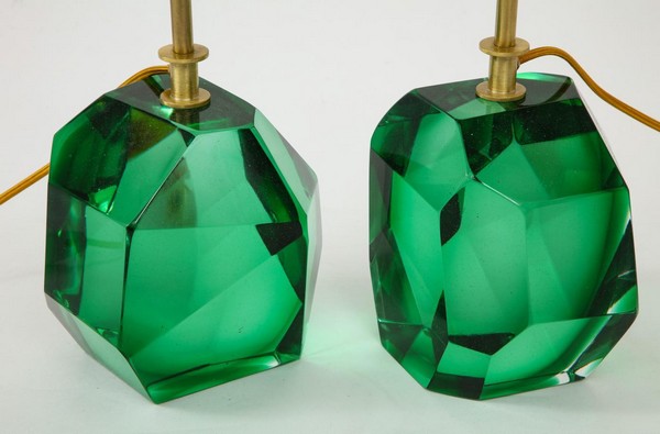 Alberto Dona Pair Of Solid Emerald Green Jewel Murano Glass Lamps Italy Signed 362762 1553322 Master.jpg