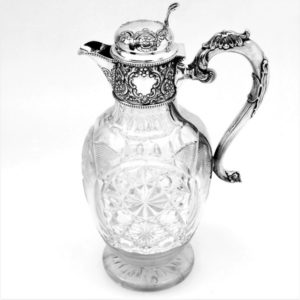 Antique Sterling Silver Glass Wine Claret Jug 1909 Master.jpg