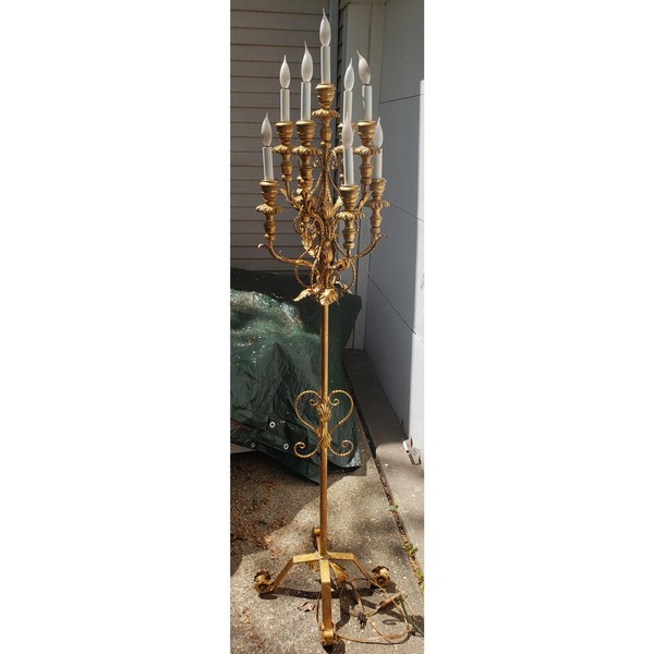 Early 20th Century Italian Metal Gold Gilt Cadelabra Floor Lamp 10 Master.jpg