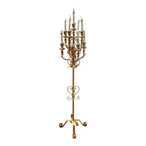 Early 20th Century Italian Metal Gold Gilt Cadelabra Floor Lamp 1 Master.jpg
