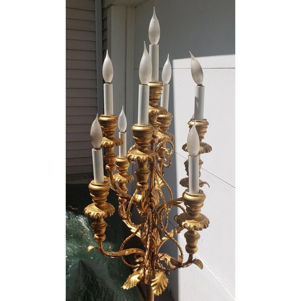 Early 20th Century Italian Metal Gold Gilt Cadelabra Floor Lamp 9 Master.jpg