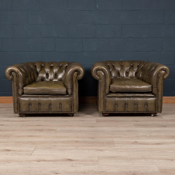 Pushkin Antiques Stylish 20thc Pair Of Chesterfield Leather Armchairs C 1970 4 Master.jpg