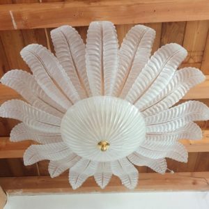 Very Large Barovier And Toso Leaves Murano Glass Flush Mount Chandelier Gold Plated Mounts 2 Available Italy Mid Century 1970s 00 Master.jpg