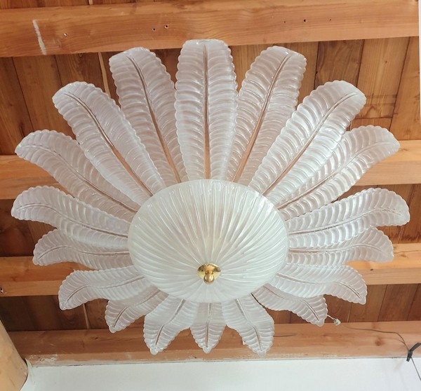 Very Large Barovier And Toso Leaves Murano Glass Flush Mount Chandelier Gold Plated Mounts 2 Available Italy Mid Century 1970s 00 Master.jpg