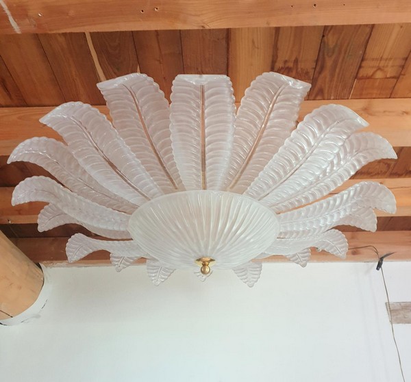 Very Large Barovier And Toso Leaves Murano Glass Flush Mount Chandelier Gold Plated Mounts 2 Available Italy Mid Century 1970s 1 Master.jpg