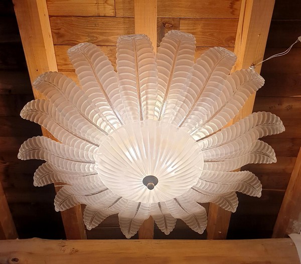 Very Large Barovier And Toso Leaves Murano Glass Flush Mount Chandelier Gold Plated Mounts 2 Available Italy Mid Century 1970s 5 Master.jpg