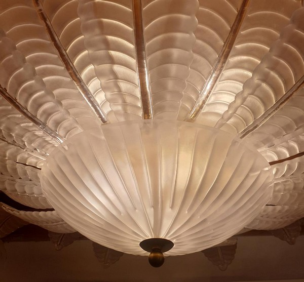 Very Large Barovier And Toso Leaves Murano Glass Flush Mount Chandelier Gold Plated Mounts 2 Available Italy Mid Century 1970s 6 Master.jpg