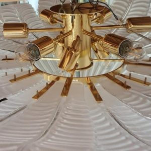Very Large Barovier And Toso Leaves Murano Glass Flush Mount Chandelier Gold Plated Mounts 2 Available Italy Mid Century 1970s 8 Master.jpg