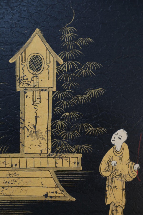 Vintage Chinese Rectangular Tole Black And Gold Monestary Scene Tray Nwl2600 10 Lg Master.jpg