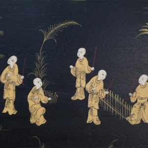 Vintage Chinese Rectangular Tole Black And Gold Monestary Scene Tray Nwl2600 3 Lg Master.jpg