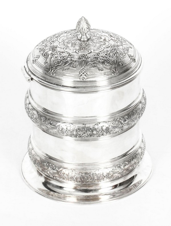 X0051 Antique Silver Plate Drum Biscuit Box Elkington And Co 19th Century 17 Master.jpg