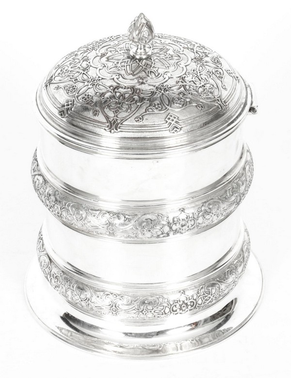 X0051 Antique Silver Plate Drum Biscuit Box Elkington And Co 19th Century 6 Master.jpg