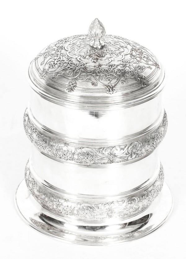 X0051 Antique Silver Plate Drum Biscuit Box Elkington And Co 19th Century 9 Master.jpg