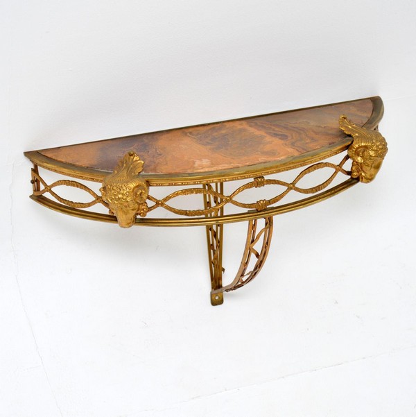 Antique Victorian French Gilt Bronze Marble Wall Mounting Console Side Table 2 Master.jpg