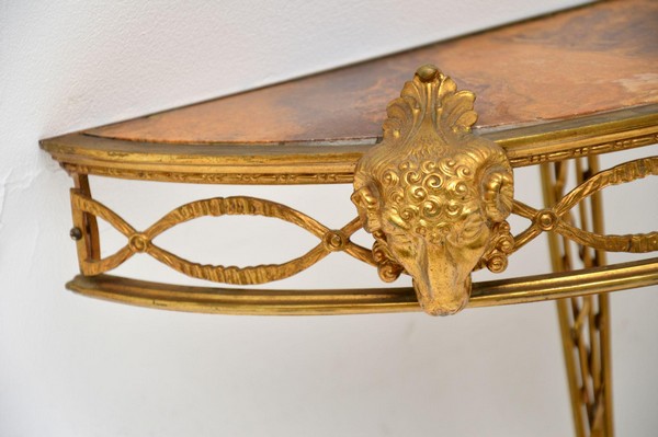 Antique Victorian French Gilt Bronze Marble Wall Mounting Console Side Table 3 Master.jpg
