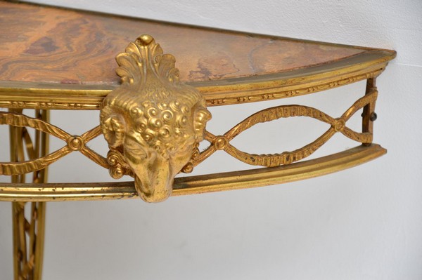 Antique Victorian French Gilt Bronze Marble Wall Mounting Console Side Table 4 Master.jpg