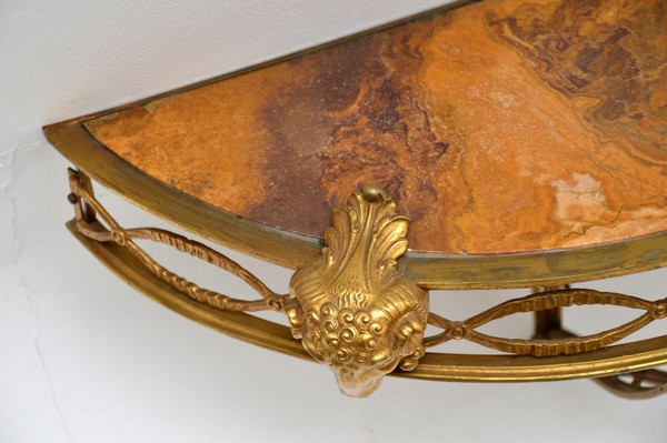 Antique Victorian French Gilt Bronze Marble Wall Mounting Console Side Table 6 Master.jpg