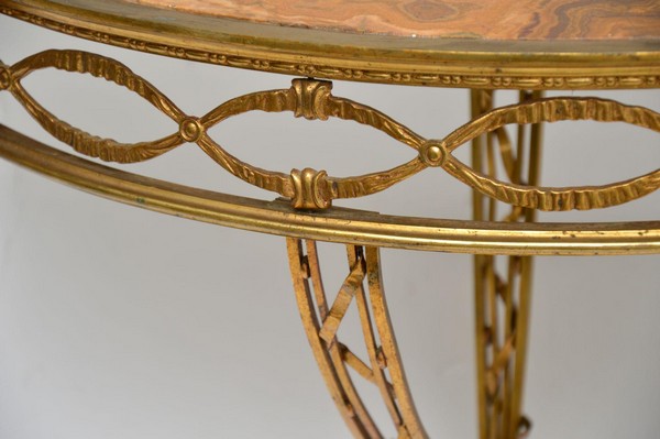 Antique Victorian French Gilt Bronze Marble Wall Mounting Console Side Table 8 Master.jpg