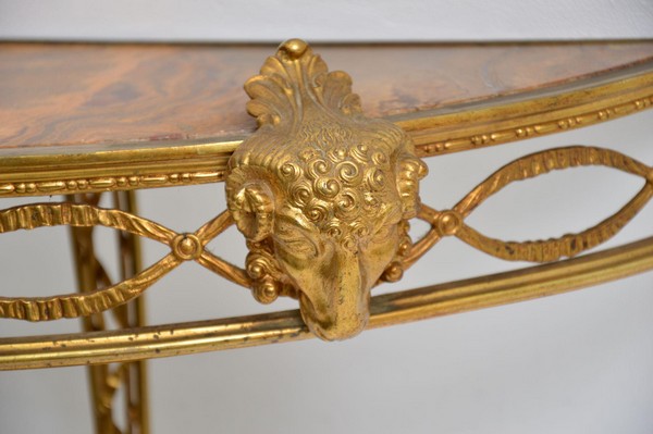 Antique Victorian French Gilt Bronze Marble Wall Mounting Console Side Table 9 Master.jpg